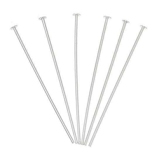 A033 - 10 pcs. 925 Sterling Silver Flat Head Head Pins - 25mm (1 inch) - 24 Gauge (0.5mm Thick)
