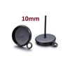 E413 - 10 pcs. 304 Stainless Steel Gunmetal Black Earring Posts Settings Bezels Cabochons Tacks with Loop- 8mm Glue Pad Setting - Parallel Loop