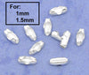 N003 - 100 pcs. Silver Plated Ball Chain Connectors - Fit 1mm to 1.5mm Ball Chains - 5mm x 2.5mm