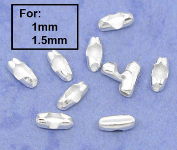 N003 - 100 pcs. Silver Plated Ball Chain Connectors - Fit 1mm to 1.5mm Ball Chains - 5mm x 2.5mm