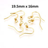 E759 - 50 pcs (25 pairs) 304 Stainless Steel Golden Flat Earring Hooks - 19.5mm x 16mm - High Quality! Hole Size: 2mm