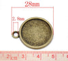 P640 - 10 pcs. Antique Bronze Circle Round Bezel Cabochon Pendant Tags Trays - 20mm Glue Pad Settings