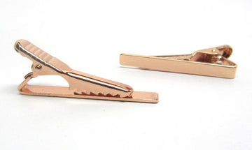 TC007 - 1pc Rose Gold Plated Tie Bars/Clips - 40x5mm Glue Pad