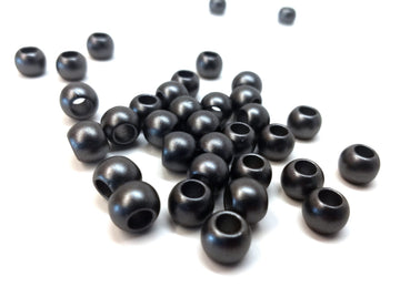BD586 - 100 pcs Black Gunmetal Smooth Ball Spacer Beads - 10mm - Large Hole: 4.7mm - MATTE