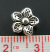 BD398 - 50 pcs Silver Tone Flower Side by Side Spacer Beads - 9mm