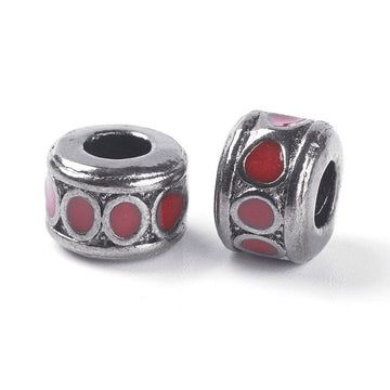 BD684 - 20 pcs Gunmetal Metal Cylinder Rondelle Spacer Beads - 10mm - Large Hole: 4.5mm - Fits European Cords and Paracord!