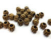 BD720 - 25 pcs Antique Brass Corrugated Striped METAL Ball Spacer Beads - 12mm - Large Hole: 5.5mm - Fits European Cords and Paracord!