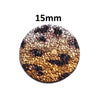 P1167 - 10 pcs. Gold and Black Leopard Glitter Faux Leather Dangle Charms Pendants - Circle - 15mm (0.59") - Double-Sided
