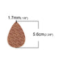 P1106 - 10 pcs. Brown Orange Faux Leather Dangle Charms Pendants - Teardrop Weave - 56mm (2.2") - Great for Light Earrings or Dangles! Double-Sided