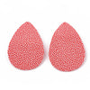 P255 - 10 pcs. Red Pebble Faux Leather Dangle Charms Pendants - Teardrop - 56mm (2.2") - Great for Light Earrings! Double Sided