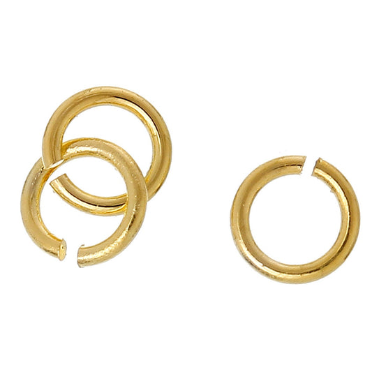 J152 - 500 pcs Gold Plated 18K Open Jump Rings - 3mm - 25 Gauge (0.5mm thick) - Hole Size: 2.1mm