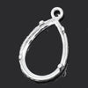 P416 - 5 pcs. Silver Plated Teardrop Bezel Frame Cabochon Pendant Tags Trays - 14mm x 10mm Glue Pad - Setting