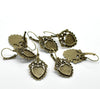 E745 - 10 pcs. Antique Bronze Earring Clips Settings Lever Back Bezels Cabochons - 12mm x 12mm Glue Pad Setting - Heart - Length: 40mm (1.57")