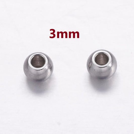 BD782 - 100 pcs 304 Stainless Steel Ball Spacer Beads - 3mm - Tarnish Resistant! Hole Size: 1.8mm