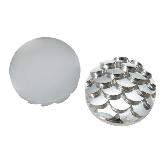 CA282 - 10 pcs Mermaid Fish Scales Resin Carved Embellishment Cabochons Silver White Clear - 10mm