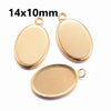 P2046 - 10 pcs. 304 Stainless Steel Oval Bezel Cabochon Pendant Tags Trays - 14mm x 10mm Glue Pad - Setting - 18k Gold Plated - Tarnish Resistant!