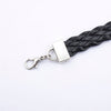 B080 - 2 pcs Black Faux Leather Bracelets with 12mm Glue Pad Bezel Trays and Extender Chains - Adjustable from 7" to 9" - Single Braided Cord