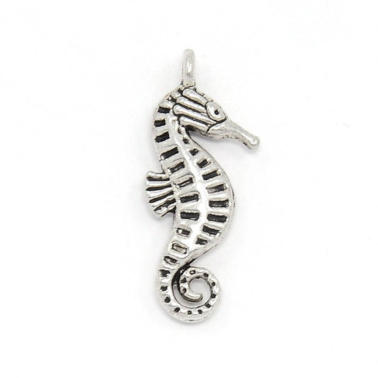 P1006 - 6 pcs. Silver Tone Beach Charms Pendants with Jump Rings- 12mm- 25mm - Variety - Assortment - Mix - Set