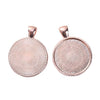 P1132 - 5 pcs. Rose Gold Plated Pendant Trays Circle Posts Settings Bezels Cabochons - 30mm Glue Pad Setting - Style A