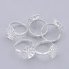 RB045 - 10 pcs. Silver Plated ADJUSTABLE RING BASES - Glue Pad 14mm - 17mm (Ring Size 7)