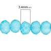 BD222 - 100 pcs. - 4mm x 3.4mm Blue Glass Crystal Rondelle Faceted Beads - 12 5/8 inch strand - Frosted
