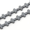 BD765 - 48 pcs. - 8mm Gunmetal Hematite Cross Beads - 15 inch strand - Hole: 0.5mm - 8mm x 6mm