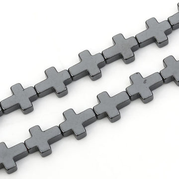 BD765 - 48 pcs. - 8mm Gunmetal Hematite Cross Beads - 15 inch strand - Hole: 0.5mm - 8mm x 6mm
