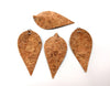 P2224 - 10 pcs. Original Cork Style Faux Leather Dangle Charms Pendants - Pinch Leaf - Silver Tone Jump Ring - 62mm (2.5") - Great for Earrings!