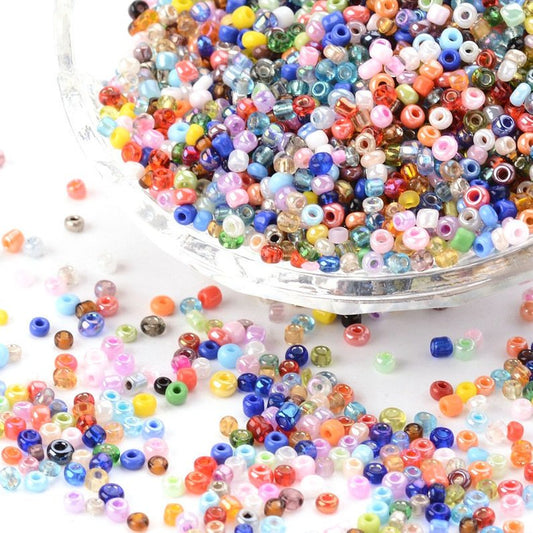 BD584 - 1 lb (22,500 beads) - 12/0 Glass Seed Beads - 1.8-3mm Diameter - Hole Size: 1.2mm - Assortment of Colors