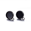 E413 - 10 pcs. 304 Stainless Steel Gunmetal Black Earring Posts Settings Bezels Cabochons Tacks with Loop- 8mm Glue Pad Setting - Parallel Loop