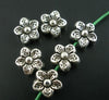 BD398 - 50 pcs Silver Tone Flower Side by Side Spacer Beads - 9mm