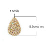 P733 - 10 pcs. Gold Multicolor Glitter Faux Leather Dangle Charms Pendants - Teardrop - 55mm (2.17") - Great for Light Earrings! - Double-Sided