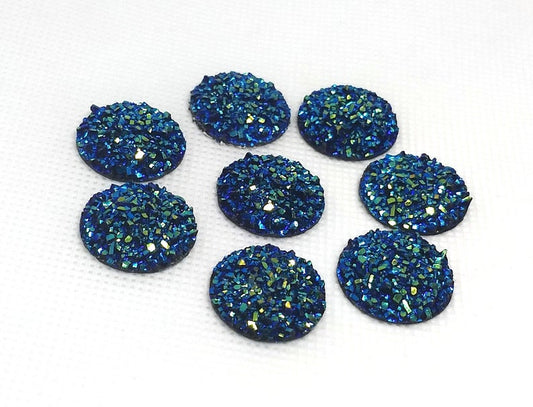 CA635 - 10 pcs Druzy Resin Embellishment Cabochons Blue Multicolor - 25mm (1 inch) - Dome Style