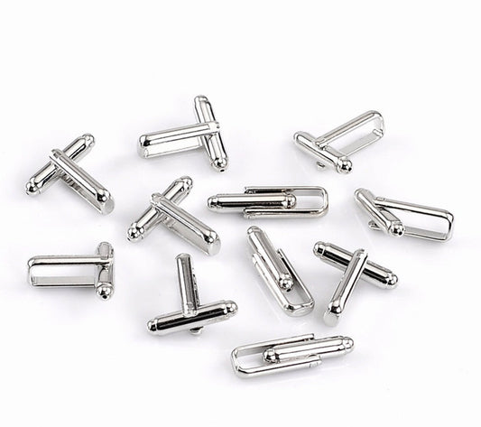 CU047 - Lot of 10 Silver Tone Cuff Links (5 pairs) - NO Glue Pad
