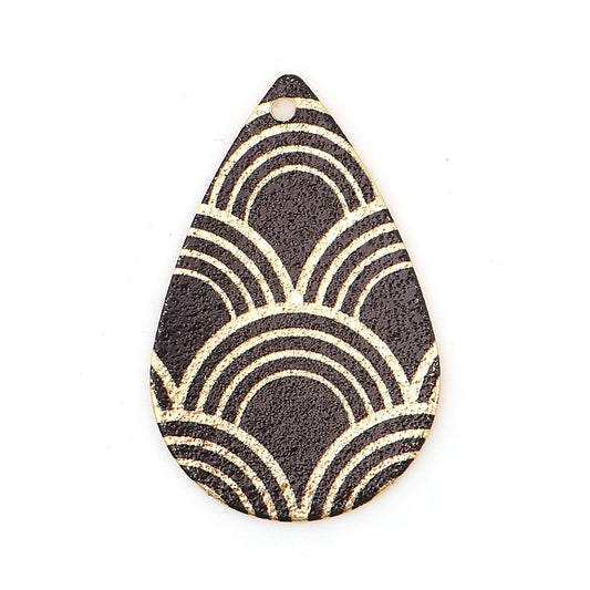 P1041 - 10 pcs Gold Plated Multicolor Teardrop Metal Enamel Dangle Charms Pendants - 28mm x 18mm - 1.1" - Clouds - Great for Earrings, Dangles!