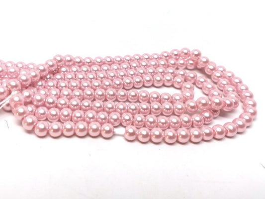 BD191 - 12mm Crepe Pink Blush Glass Pearl Imitation Round Beads - 16 inch strand - Approx. 35 Beads Hole Size: 1mm