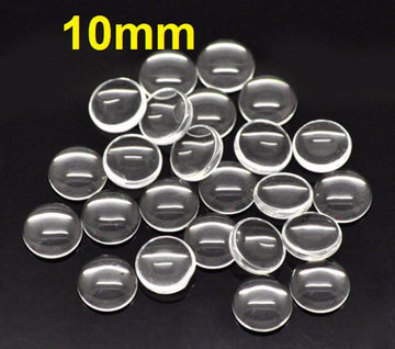 CA549 - Lot of 100 Circle Clear Round Glass Dome Seals Tiles - 10mm (0.4 in)