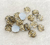 CA965 - 10 pcs (5 Pairs) Resin Cabochons - 15mm - Rose Flower Design - Clear Golden - Fit on 12mm flat settings! - Silver Back