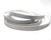 N175 - 1M (3.28 FT) - Silver FLAT Faux Leather Jewelry Cord - 10mm Wide - BRAIDED