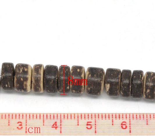 BD038 - 94 pcs - Coconut Brown Spacer Disc Disk Beads - 8mm - 1 strand - 40cm - 15 3/4 inch - Hole Size: 1mm