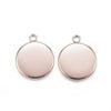 P778 - 10 pcs. 304 Stainless Steel Rose Gold Plated Circle Round Bezel Cabochon Pendant Tags Trays - 10mm Glue Pad - Single Loop - Hypoallergenic