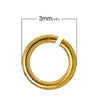 J152 - 500 pcs Gold Plated 18K Open Jump Rings - 3mm - 25 Gauge (0.5mm thick) - Hole Size: 2.1mm