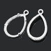 P416 - 5 pcs. Silver Plated Teardrop Bezel Frame Cabochon Pendant Tags Trays - 14mm x 10mm Glue Pad - Setting