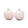 P816 - 10 pcs. 304 Stainless Steel Rose Gold Plated Circle Round Bezel Cabochon Pendant Tags Trays - 12mm Glue Pad - Single Loop - Hypoallergenic