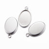 P447 - 10 pcs. 304 Stainless Steel Oval Bezel Cabochon Pendant Trays - Smooth - 22 x 14mm Glue Pad - Silver Tone - Tarnish Resistant!