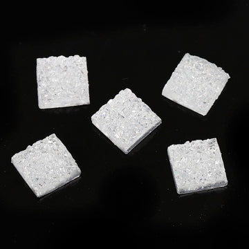 CA202 - 10 pcs Druzy Resin Embellishment Cabochons White Clear AB - 12mm - Square