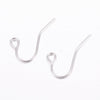 E499 - 100 pcs Silver Plated Earring Hooks with Loop Hole - 17mm x 12mm - Hole Size: 2mm