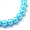 BD208 - 12mm Sky Blue Glass Pearl Imitation Round Beads - 16 inch strand (Approx. 30 Beads)