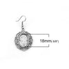 E794 - 10 pcs. Antique Silver Tone Earring Dangle Hooks Settings Bezels Cabochons - 18mm x 13mm Glue Pad Setting - Ornamented - Carved - Oval