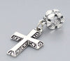 P1007 - 2pcs. Antique Silver Cross Dangle Charms Pendants - Fits European Cords - 40x17mm